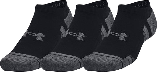 Under Armour Performance Cotton (3 Pack) No Show Socks -Black