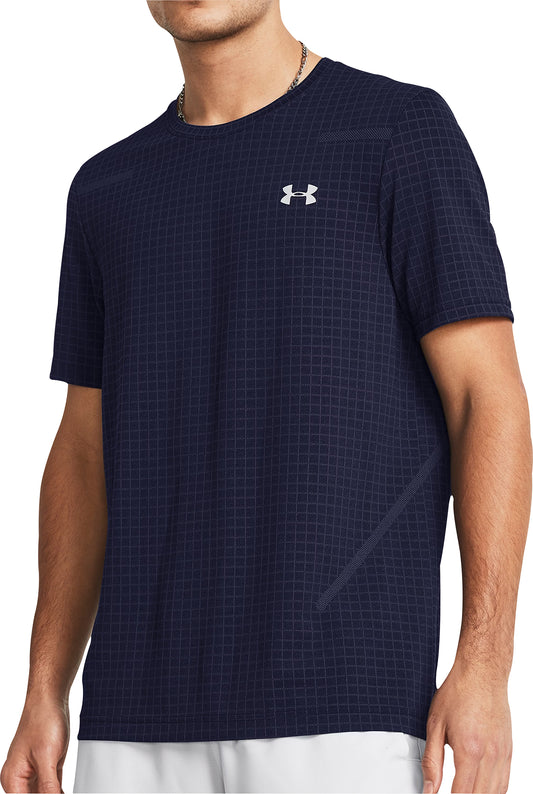 Under Armour Seamless Grid Short Sleeve Mens Training Top - Blue