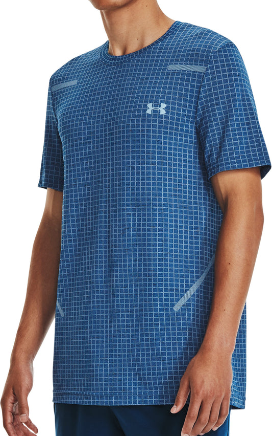 Under Armour Seamless Grid Short Sleeve Mens Training Top - Blue