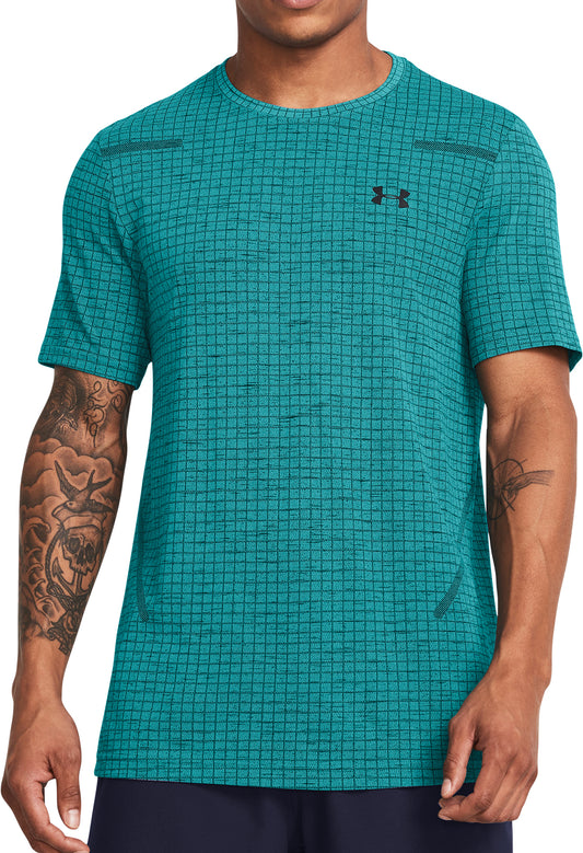 Under Armour Seamless Grid Short Sleeve Mens Training Top - Green