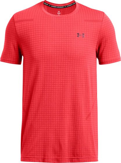 Under Armour Seamless Grid Short Sleeve Mens Training Top - Red
