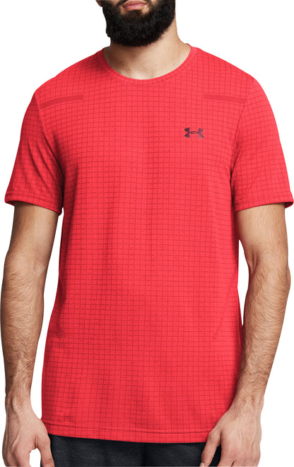 Under Armour Seamless Grid Short Sleeve Mens Training Top - Red