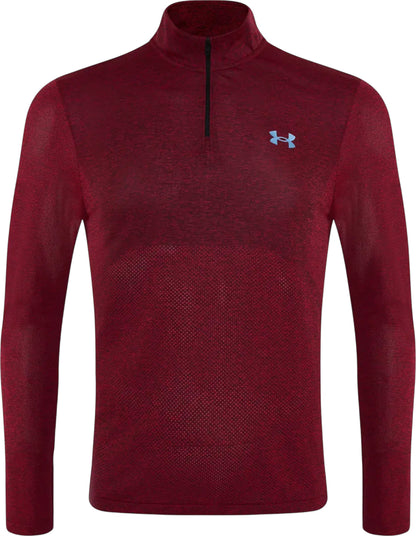Under Armour Seamless Stride Half Zip Long Sleeve Mens Running Top - Red