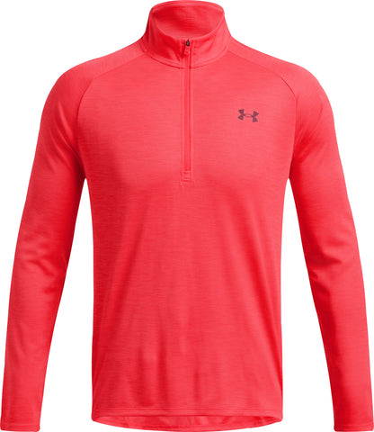 Under Armour Tech Textured Half Zip Long Sleeve Mens Running Top - Red