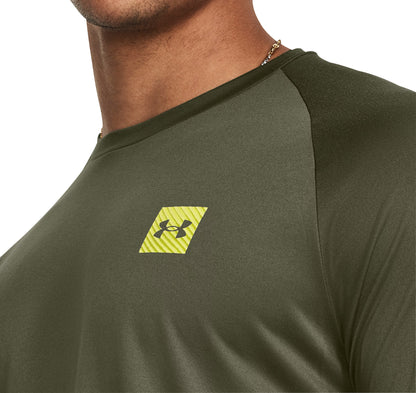 Under Armour Tech Print Fill Long Sleeve Mens Training Top - Green