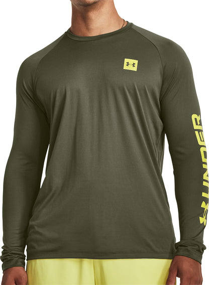 Under Armour Tech Print Fill Long Sleeve Mens Training Top - Green