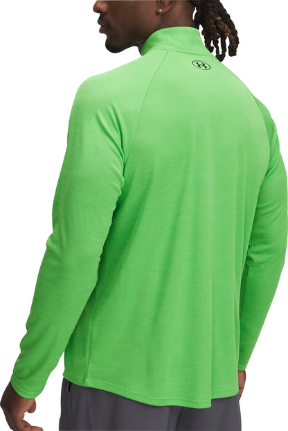Under Armour Tech Textured Half Zip Long Sleeve Mens Running Top - Green
