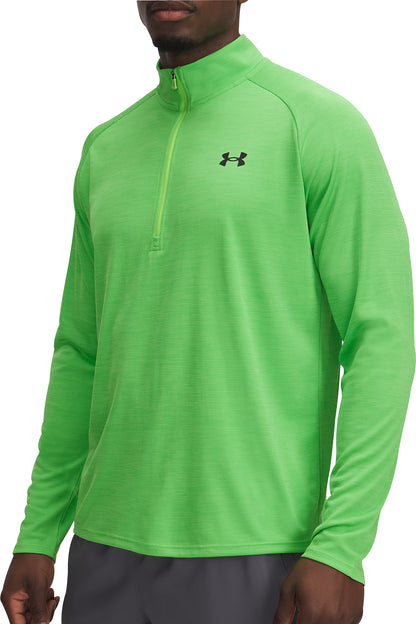 Under Armour Tech Textured Half Zip Long Sleeve Mens Running Top - Green
