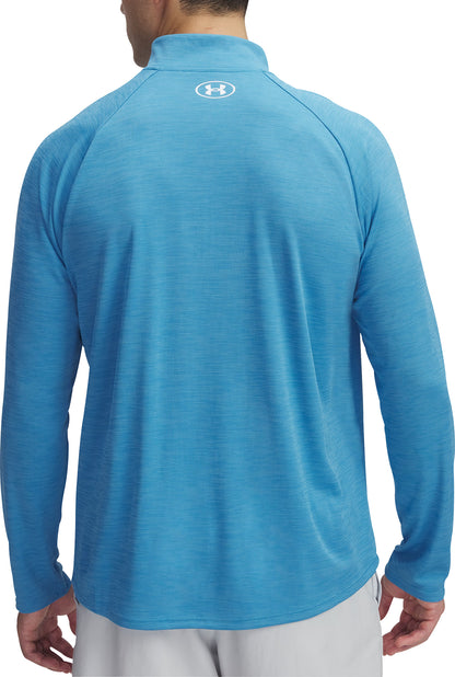 Under Armour Tech Textured Half Zip Long Sleeve Mens Running Top - Blue