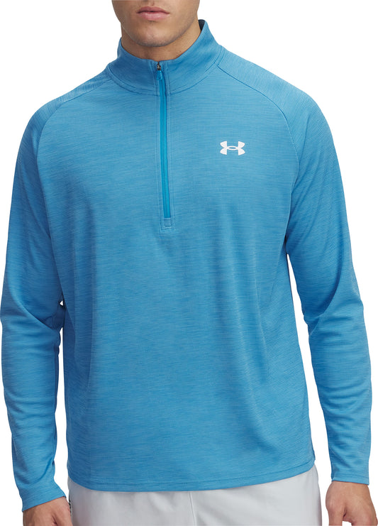 Under Armour Tech Textured Half Zip Long Sleeve Mens Running Top - Blue