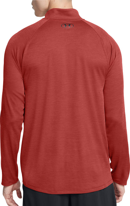 Under Armour Tech Textured Half Zip Long Sleeve Mens Running Top - Orange