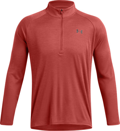 Under Armour Tech Textured Half Zip Long Sleeve Mens Running Top - Orange