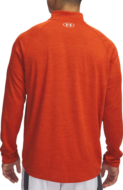 Under Armour Tech Textured Half Zip Long Sleeve Mens Running Top - Orange
