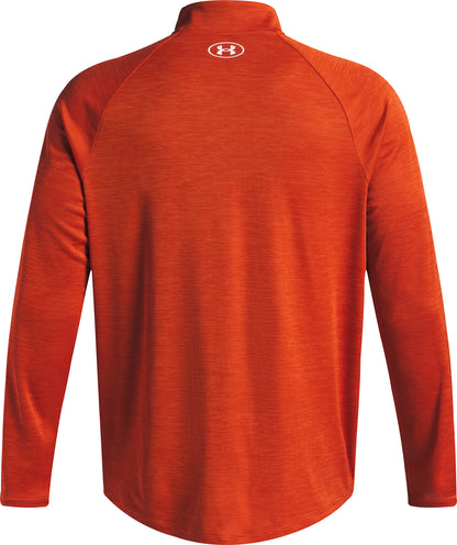 Under Armour Tech Textured Half Zip Long Sleeve Mens Running Top - Orange