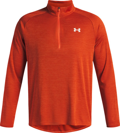 Under Armour Tech Textured Half Zip Long Sleeve Mens Running Top - Orange