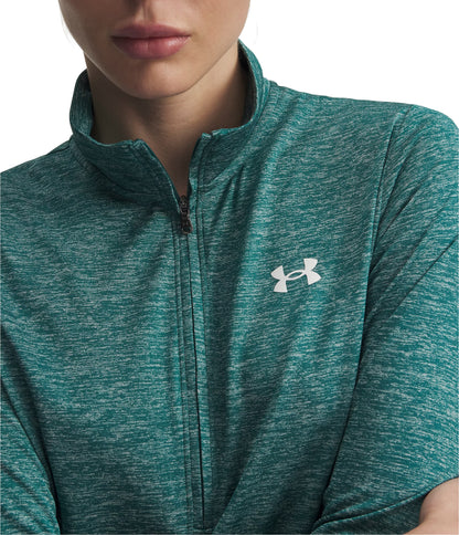 Under Armour Tech Twist Half Zip Long Sleeve Womens Running Top - Green
