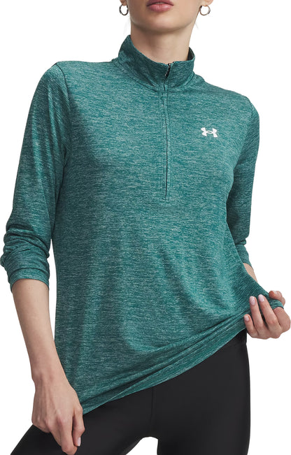 Under Armour Tech Twist Half Zip Long Sleeve Womens Running Top - Green