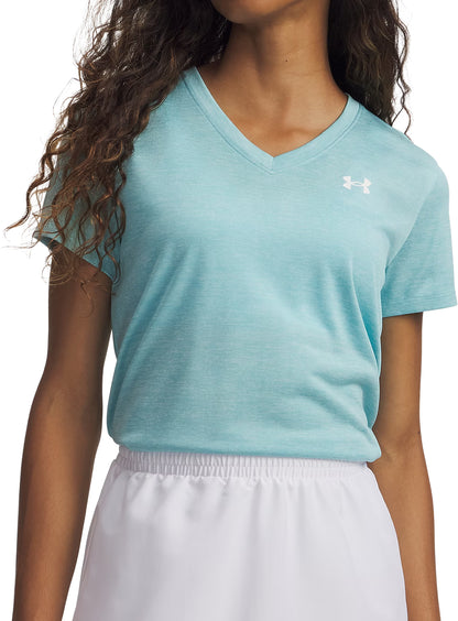 Under Armour Tech Twist V-Neck Short Sleeve Womens Running Top - Blue