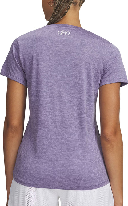 Under Armour Tech Twist V-Neck Short Sleeve Womens Running Top - Purple
