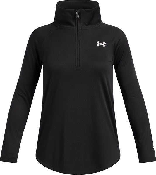 Under Armour Tech Wordmark Half Zip Long Sleeve Junior Running Top - Black
