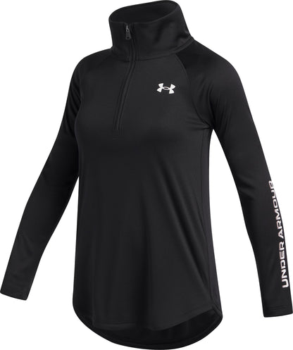 Under Armour Tech Wordmark Half Zip Long Sleeve Junior Running Top - Black