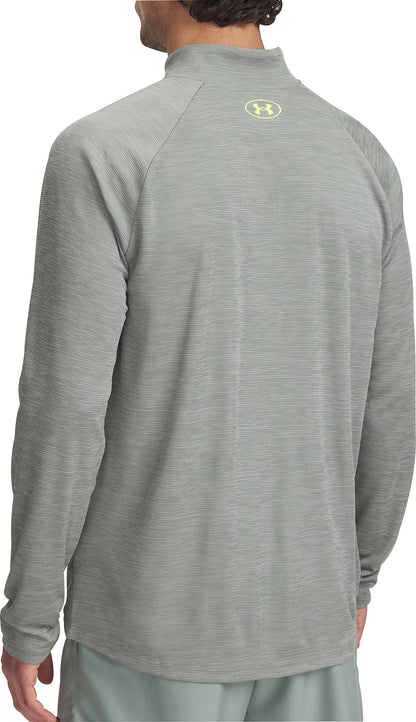 Under Armour Tech Textured Half Zip Long Sleeve Mens Running Top - Green
