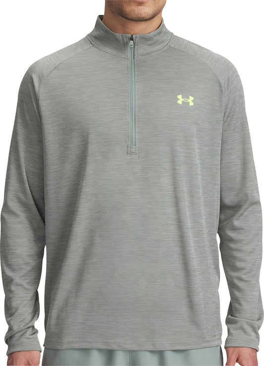 Under Armour Tech Textured Half Zip Long Sleeve Mens Running Top - Green