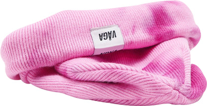 Vaga Fine Rib Tie Dye Running Beanie - Pink