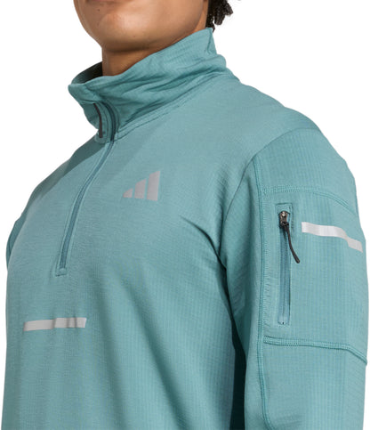 adidas ADI365 ClimaWarm+ Half Zip Long Sleeve Mens Running Top - Green