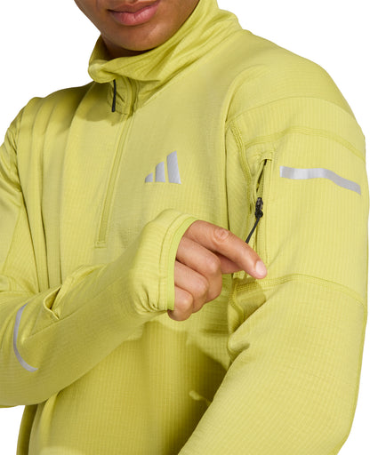 adidas Adi365 ClimaWarm+ Half Zip Long Sleeve Mens Running Top - Green