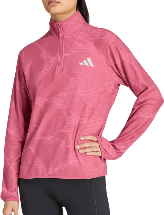 adidas Adi365 ClimaWarm Long Sleeve Half Zip Womens Running Top - Pink