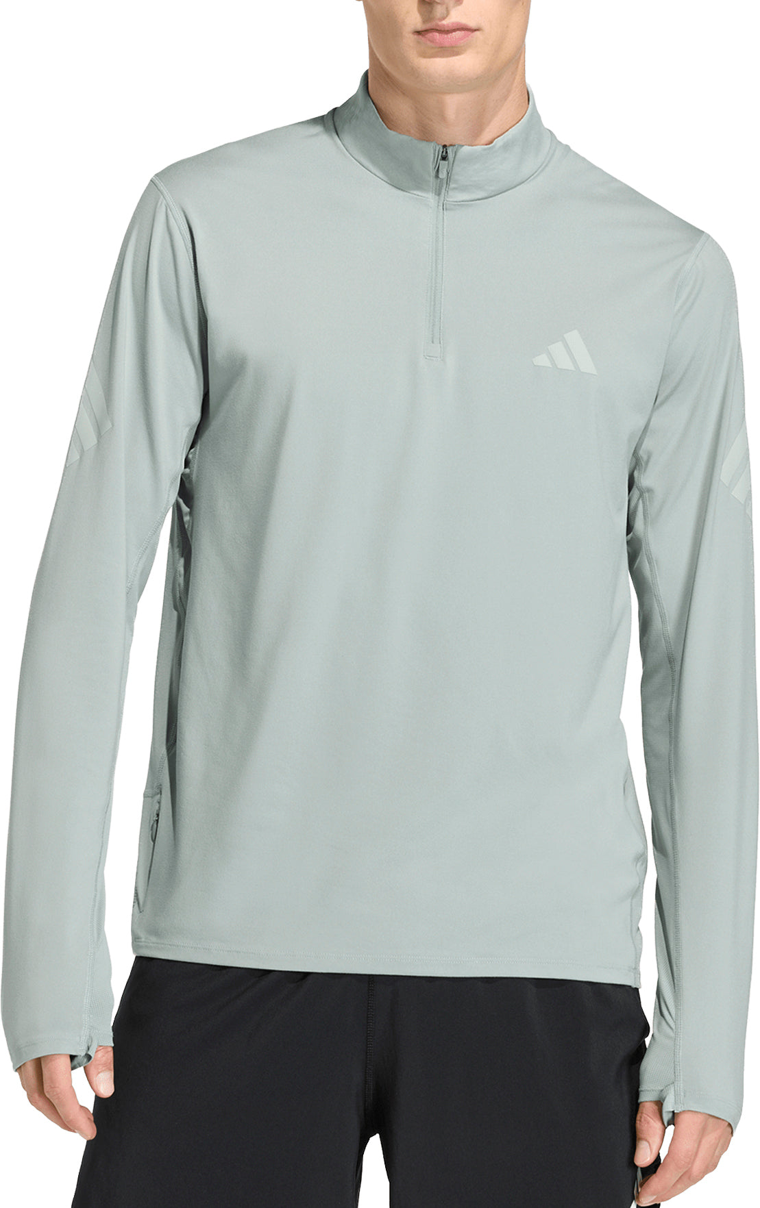adidas Adi365 Iconic Half Zip Long Sleeve Mens Running Top - Green ...