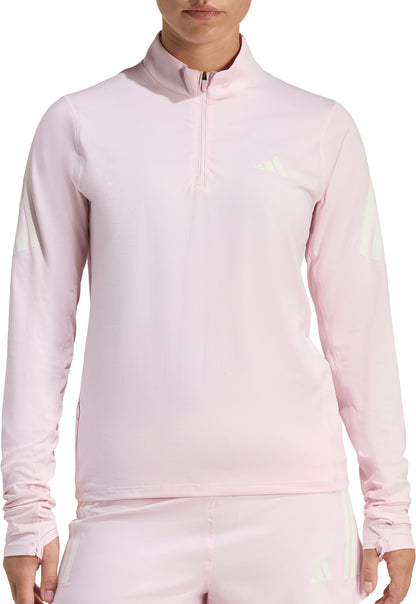 adidas Adi365 Iconic Half Zip Long Sleeve Womens Running Top - Pink