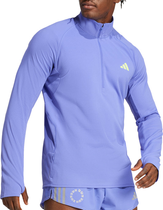 adidas Adizero Half Zip Long Sleeve Mens Running Top - Blue