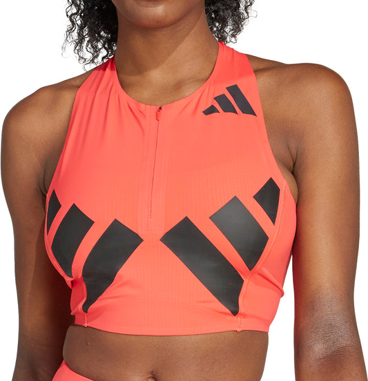 adidas Adizero Road To Records Womens Running Crop Top - Red