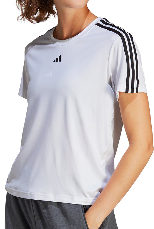 adidas AeroReady Train Essentials 3 Stripes Short Sleeve Womens Training Top - White