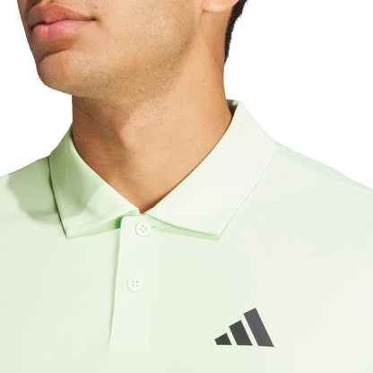adidas Club 3 Stripe Short Sleeve Mens Tennis Polo Shirt - Green