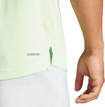 adidas Club 3 Stripe Short Sleeve Mens Tennis Polo Shirt - Green