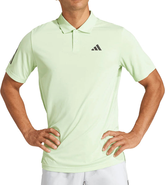 adidas Club 3 Stripe Short Sleeve Mens Tennis Polo Shirt - Green