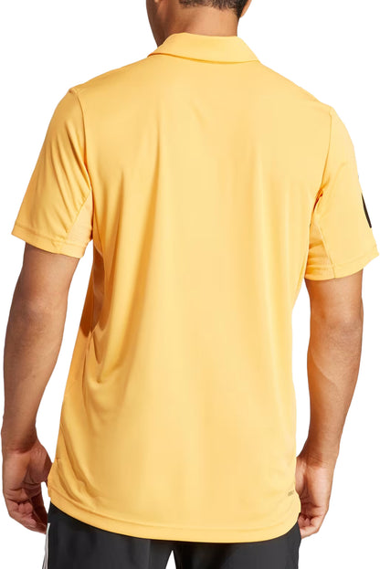 adidas Club 3 Stripe Short Sleeve Mens Tennis Polo Shirt - Orange