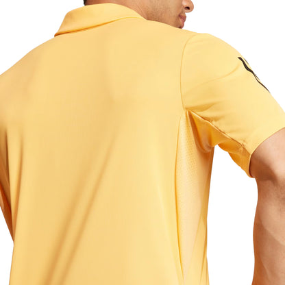 adidas Club 3 Stripe Short Sleeve Mens Tennis Polo Shirt - Orange