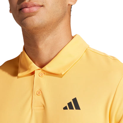adidas Club 3 Stripe Short Sleeve Mens Tennis Polo Shirt - Orange