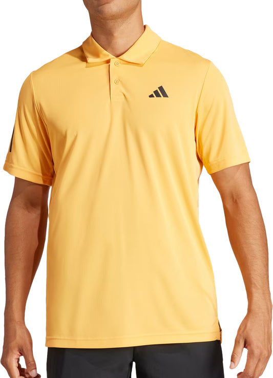 adidas Club 3 Stripe Short Sleeve Mens Tennis Polo Shirt - Orange