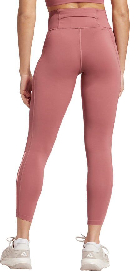 adidas DailyRun 3 Stripes Womens 7/8 Running Tights - Pink