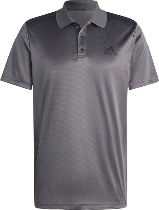 adidas Designed To Move 3 Stripes Mens Training Short Sleeve Polo Shirt - Grey