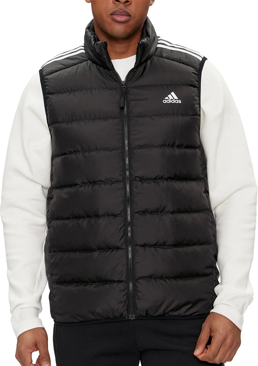adidas Essentials 3 Stripes Mens Light Down Gilet - Black
