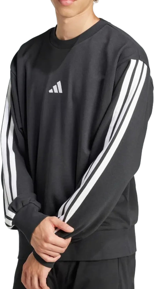 adidas Essentials 3 Stripe Mens Sweatshirt - Black