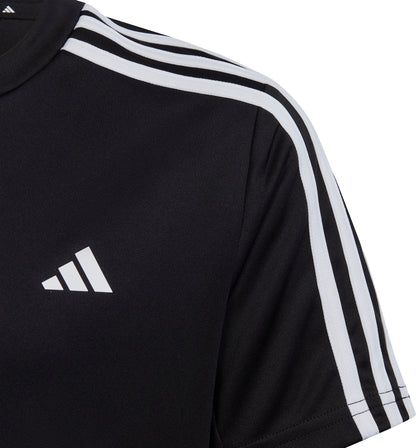 adidas Essentials AeroReady 3 Stripes Short Sleeve Junior Training Top - Black