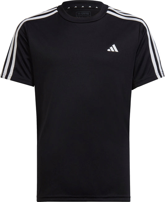 adidas Essentials AeroReady 3 Stripes Short Sleeve Junior Training Top - Black