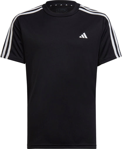 adidas Essentials AeroReady 3 Stripes Short Sleeve Junior Training Top - Black
